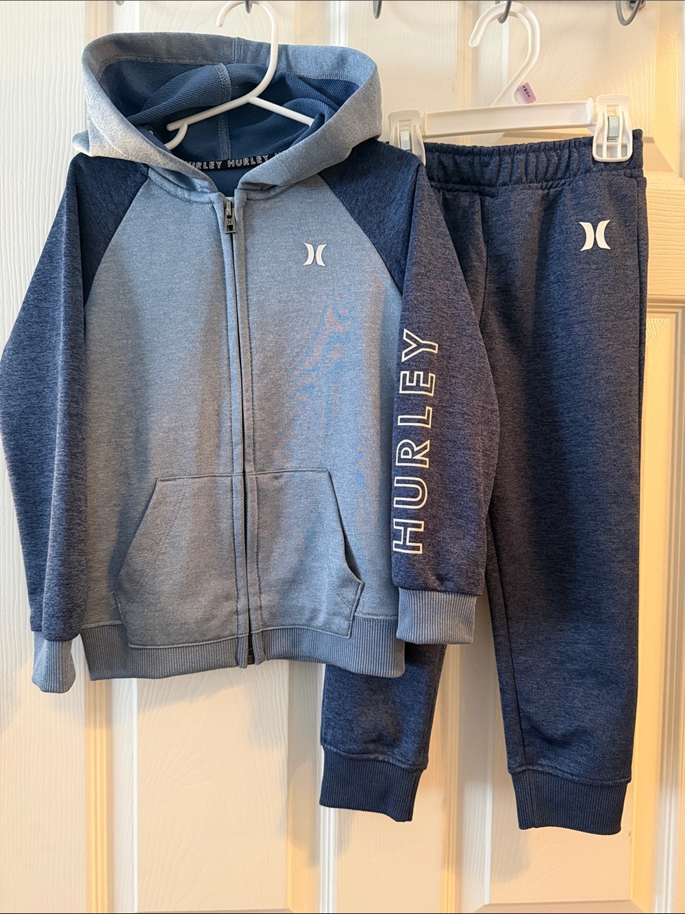 Hurley Boys Two-Tone Blue Zip Hoodie & Navy Joggers Set
